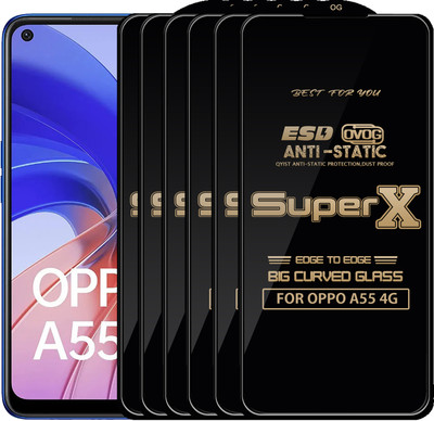 Qyist Edge To Edge Tempered Glass for OPPO A55 4G(Pack of 6)