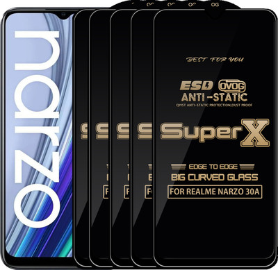 Qyist Edge To Edge Tempered Glass for REALME NARZO 30A(Pack of 5)