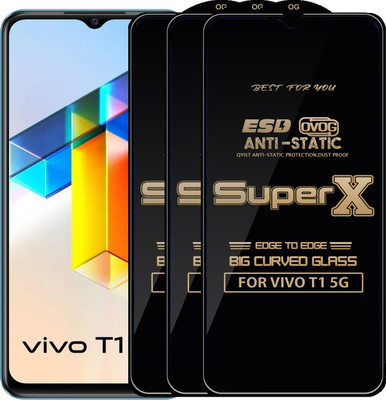 Qyist Edge To Edge Tempered Glass for VIVO T1 5G(Pack of 3)