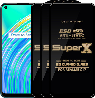 Qyist Edge To Edge Tempered Glass for REALME C17(Pack of 3)