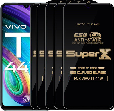 Qyist Edge To Edge Tempered Glass for VIVO T1 44W(Pack of 5)