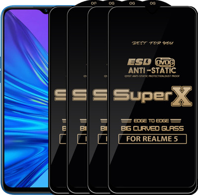 Qyist Edge To Edge Tempered Glass for REALME 5(Pack of 4)