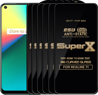 Qyist Edge To Edge Tempered Glass for REALME 7I(Pack of 6)