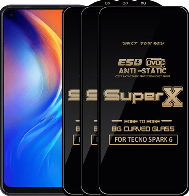 Qyist Edge To Edge Tempered Glass for TECNO SPARK 6(Pack of 3)