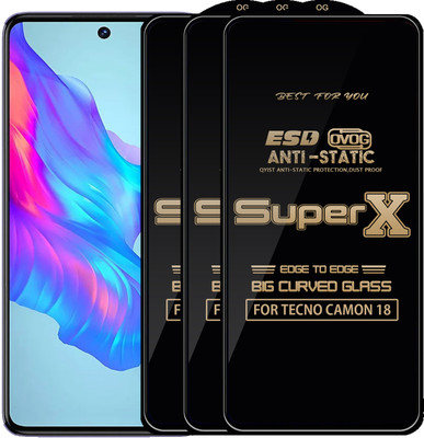 Qyist Edge To Edge Tempered Glass for TECNO CAMON 18(Pack of 3)