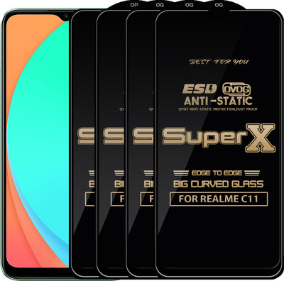 Qyist Edge To Edge Tempered Glass for REALME C11(Pack of 4)