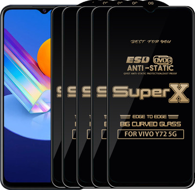 Qyist Edge To Edge Tempered Glass for VIVO Y72 5G(Pack of 5)