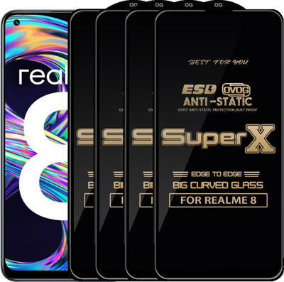 Qyist Edge To Edge Tempered Glass for REALME 8(Pack of 4)