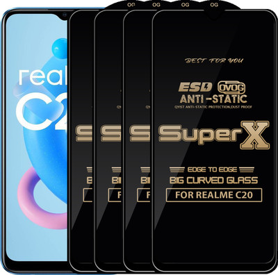 Qyist Edge To Edge Tempered Glass for REALME C20(Pack of 4)