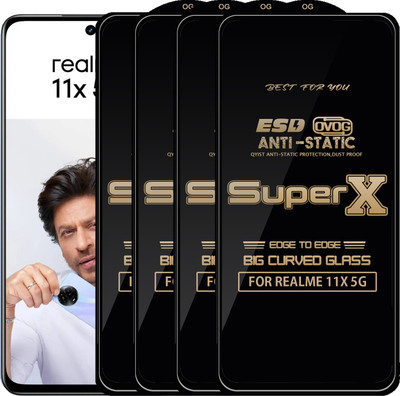 Qyist Edge To Edge Tempered Glass for REALME 11X 5G(Pack of 4)
