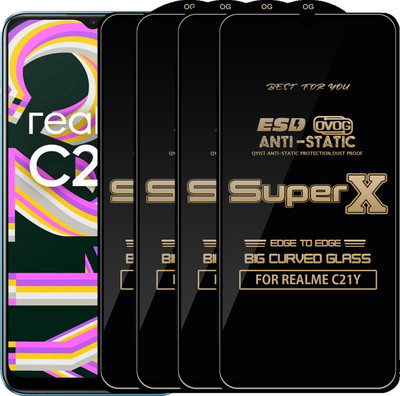 Qyist Edge To Edge Tempered Glass for REALME C21Y(Pack of 4)