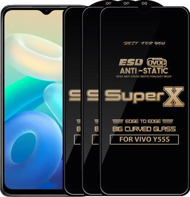 Qyist Edge To Edge Tempered Glass for VIVO Y55s(Pack of 3)