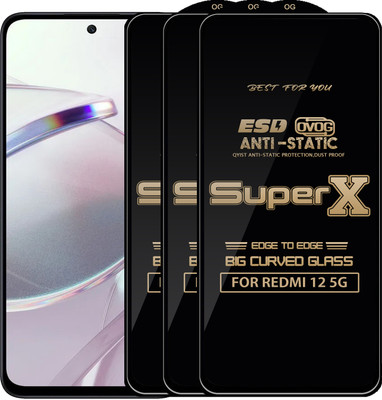 Qyist Edge To Edge Tempered Glass for REDMI 12 5G(Pack of 3)