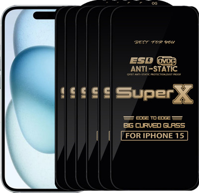 Qyist Edge To Edge Tempered Glass for IPHONE 15(Pack of 6)