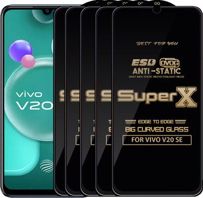 Qyist Edge To Edge Tempered Glass for VIVO V20 SE(Pack of 5)