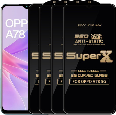 Qyist Edge To Edge Tempered Glass for OPPO A78 5G(Pack of 4)