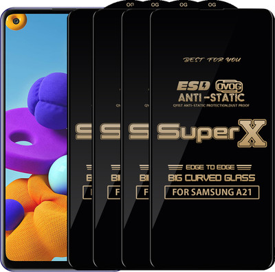 Qyist Edge To Edge Tempered Glass for SAMSUNG A21(Pack of 4)