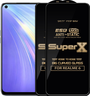 Qyist Edge To Edge Tempered Glass for REALME 6(Pack of 2)
