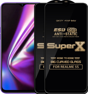 Qyist Edge To Edge Tempered Glass for REALME 5S(Pack of 2)
