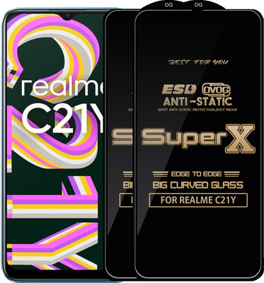 Qyist Edge To Edge Tempered Glass for REALME C21Y(Pack of 2)