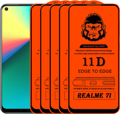 Xester Edge To Edge Tempered Glass for REALME 7I(Pack of 5)