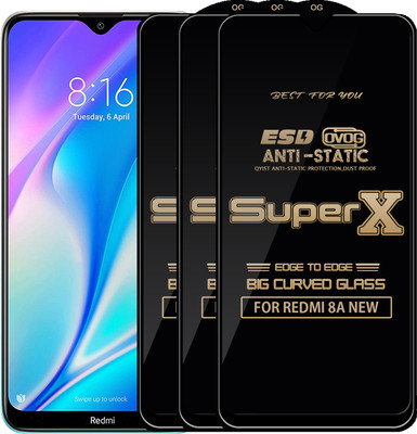 Qyist Edge To Edge Tempered Glass for REDMI 8A NEW(Pack of 3)