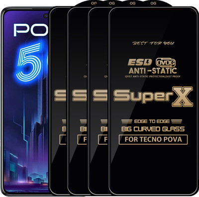 Qyist Edge To Edge Tempered Glass for TECNO POVA(Pack of 4)