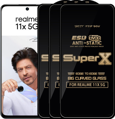 Qyist Edge To Edge Tempered Glass for REALME 11X 5G(Pack of 3)