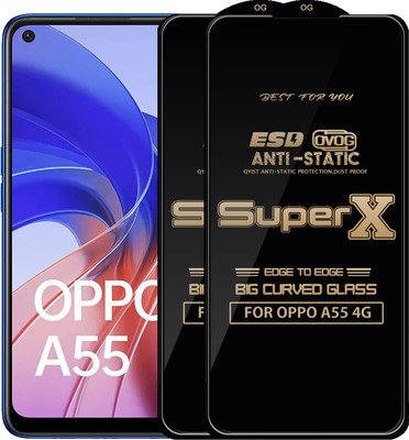 Qyist Edge To Edge Tempered Glass for OPPO A55 4G(Pack of 2)