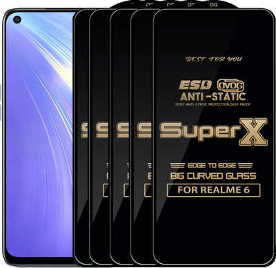 Qyist Edge To Edge Tempered Glass for REALME 6(Pack of 5)
