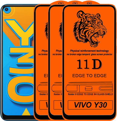 Xester Edge To Edge Tempered Glass for Vivo Y30(Pack of 3)