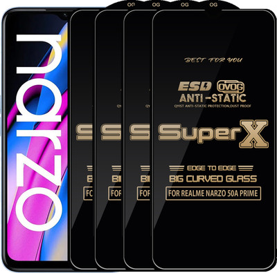 Qyist Edge To Edge Tempered Glass for REALME NARZO 50A PRIME(Pack of 4)