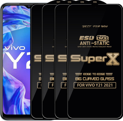 Qyist Edge To Edge Tempered Glass for VIVO Y21 2021(Pack of 4)