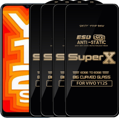 Qyist Edge To Edge Tempered Glass for VIVO Y12S(Pack of 4)