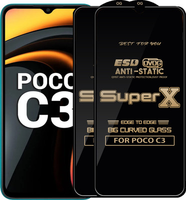 Qyist Edge To Edge Tempered Glass for POCO C3(Pack of 2)