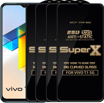 Qyist Edge To Edge Tempered Glass for VIVO T1 5G(Pack of 4)