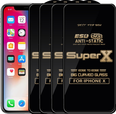 Qyist Edge To Edge Tempered Glass for Apple iPhone X(Pack of 4)