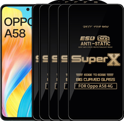 Qyist Edge To Edge Tempered Glass for Oppo A58 4G(Pack of 5)