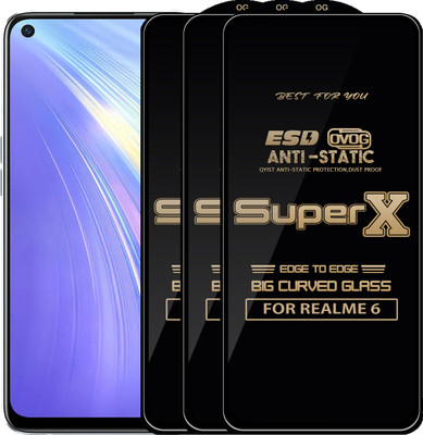Qyist Edge To Edge Tempered Glass for REALME 6(Pack of 3)