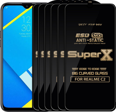 Qyist Edge To Edge Tempered Glass for REALME C2(Pack of 6)