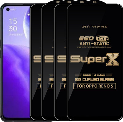 Qyist Edge To Edge Tempered Glass for OPPO RENO 5(Pack of 4)
