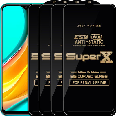 Qyist Edge To Edge Tempered Glass for REDMI 9 PRIME(Pack of 4)