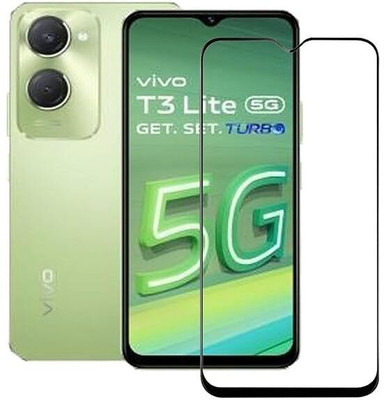 YOUTH MOBI Tempered Glass Guard for Vivo T3 lite 5G (Black) with Edge to Edge Coverage and Easy Installation kit(Pack of 1)