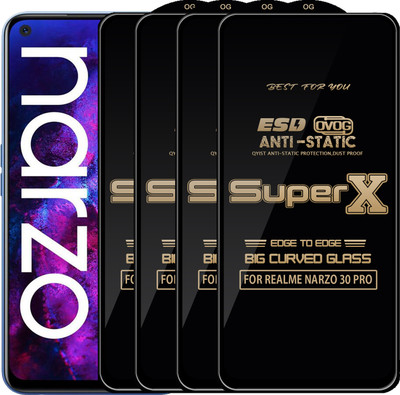 Qyist Edge To Edge Tempered Glass for REALME NARZO 30 PRO(Pack of 4)