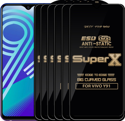 Qyist Edge To Edge Tempered Glass for VIVO Y91(Pack of 6)