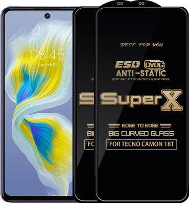 Qyist Edge To Edge Tempered Glass for TECNO CAMON 18T(Pack of 2)