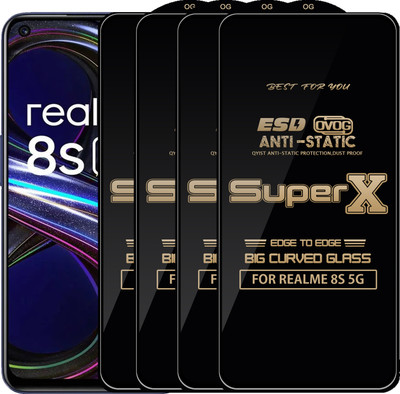 Qyist Edge To Edge Tempered Glass for REALME 8S 5G(Pack of 4)