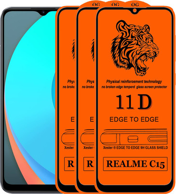 Xester Edge To Edge Tempered Glass for Realme C15(Pack of 3)