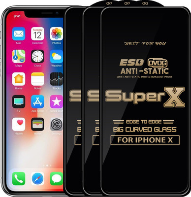 Qyist Edge To Edge Tempered Glass for Apple iPhone X(Pack of 3)