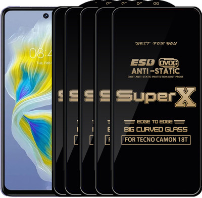 Qyist Edge To Edge Tempered Glass for TECNO CAMON 18T(Pack of 5)